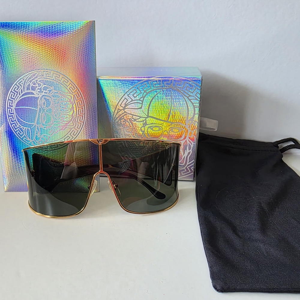 Vintage Frames Co Oversized Shield Sunglasses VF Logo Sample New